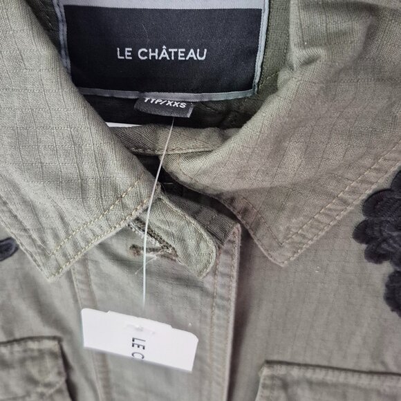 NWT Le Chateau Olive Lace Utility Jacket Oversized Women XXS - Picture 2 of 3